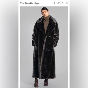 Frankie Shop Dark Brown Faux Fur Coat
